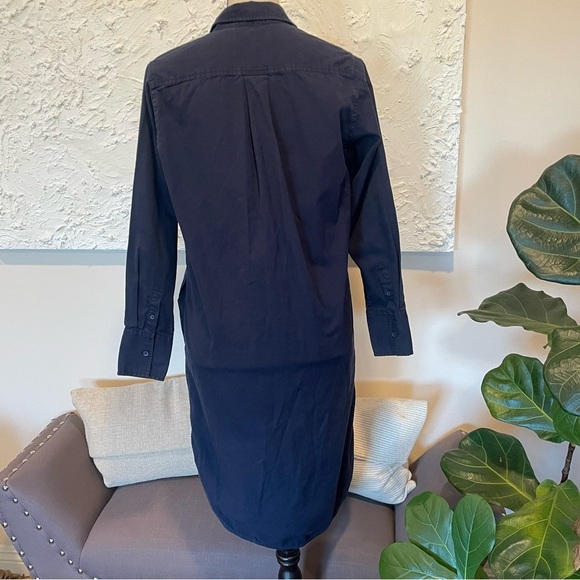 Everlane Navy Blue Long Sleeve 100% Cotton Button Up Shirt Dress Pockets Sz 0 - Picture 3 of 10